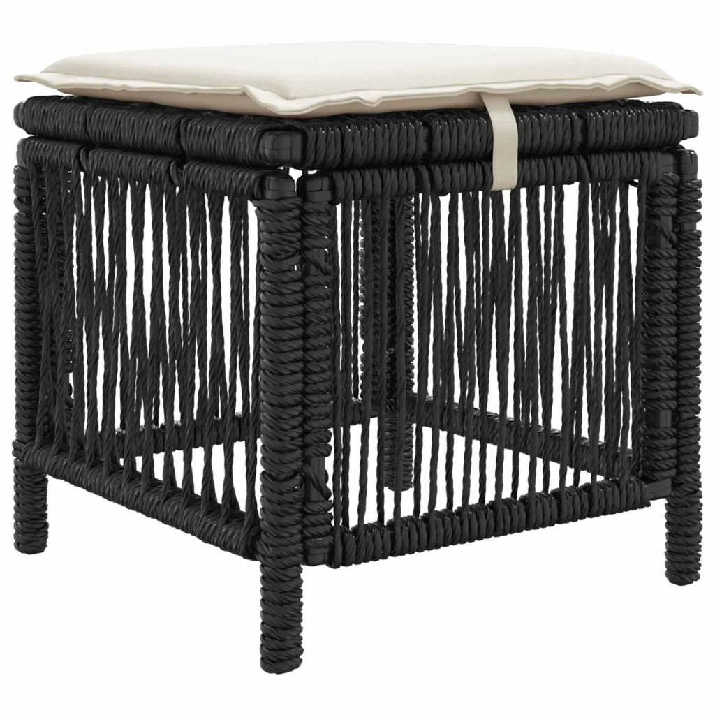 Set da Pranzo per Giardino 4 pz Nero e Crema polyrattan 42026753