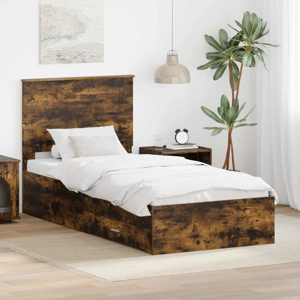 Struttura del letto Rovere fumé 90 x 200 cm Legno multistrato