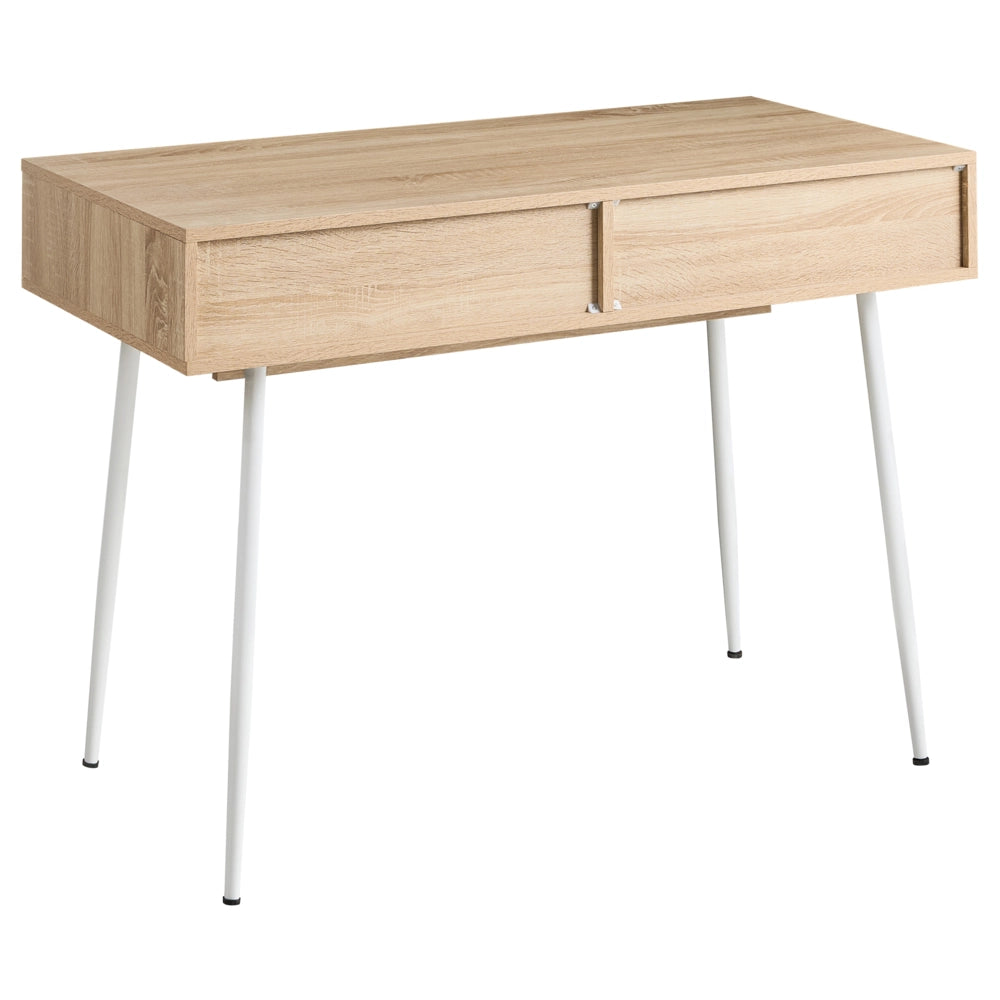 Scrivania da ufficio per casa in truciolato marrone chiaro con cassetti finitura effetto legno