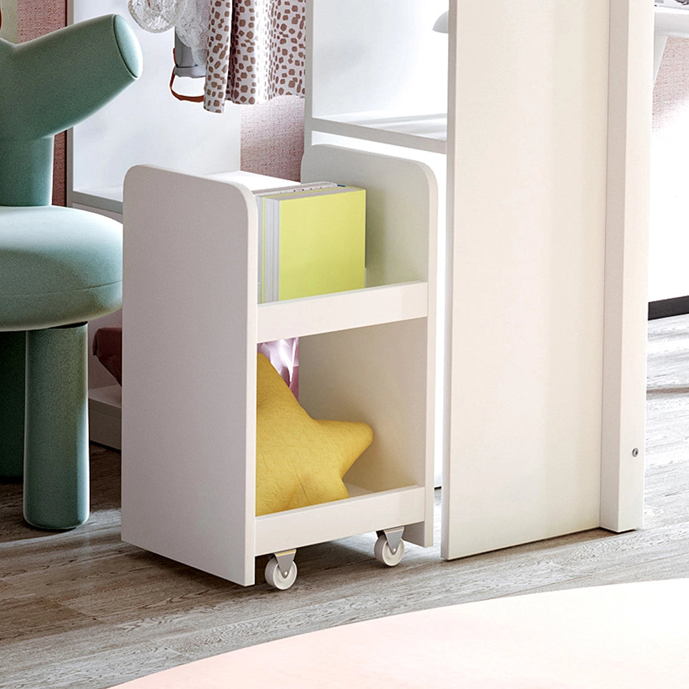 Letto a castello bambini - Xylo - 90x200 cm scaffali bianco