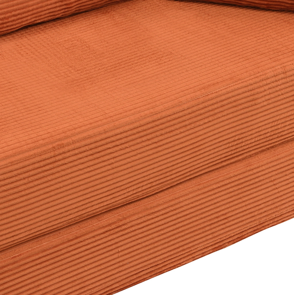 Divano letto pieghevole 2 in 1 ovale in velluto a coste; arancione; 173 x 176 cm