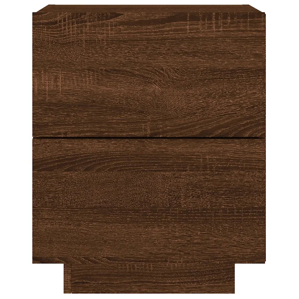 Comodino con Luci LED-Tavolino da notte Rovere Marrone in Legno Multistrato 410478