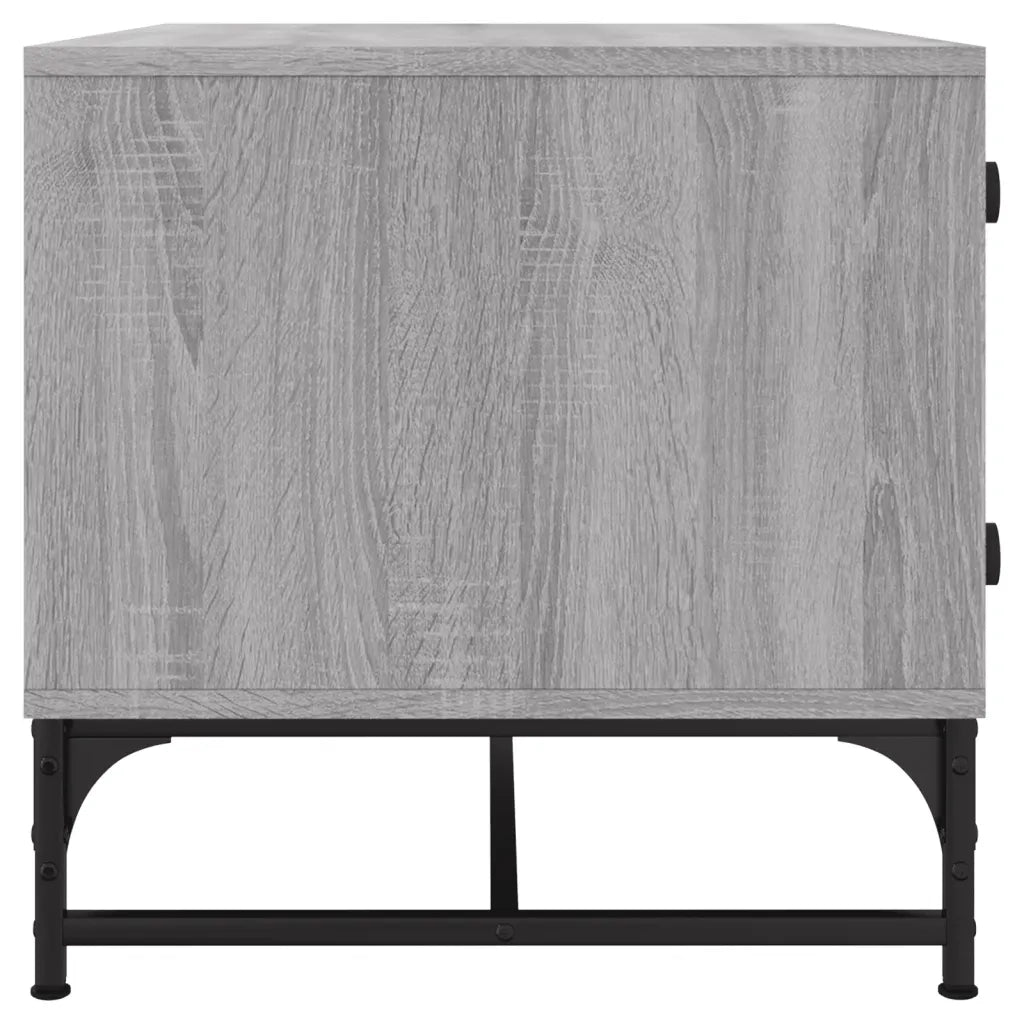 Tavolino salotto | Tavolino da caff¨¨ | Tavolino da Soggiorno con Ante in Vetro Grigio Sonoma 68,5x50x50 cm