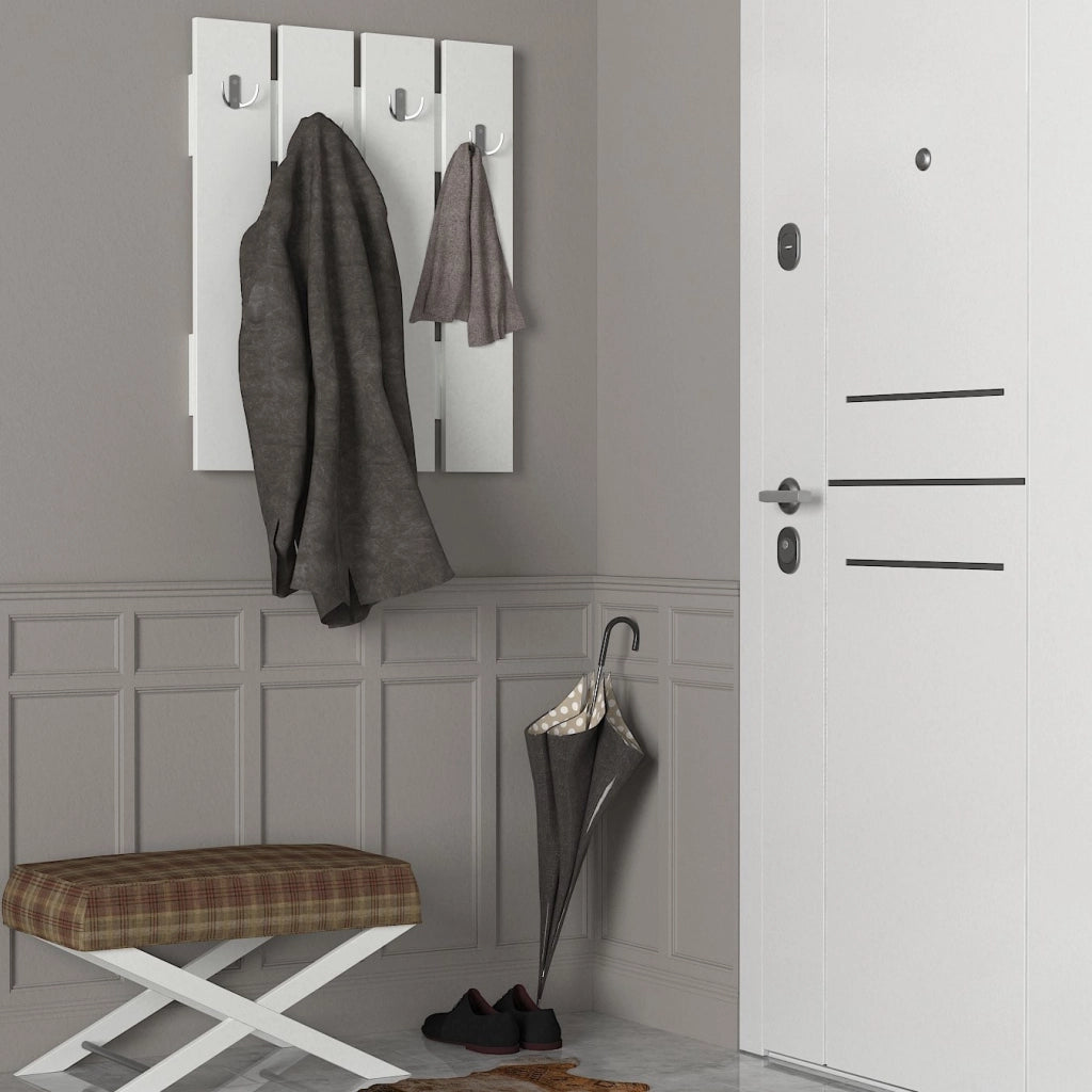 Appendiabiti da parete in legno "Anita" - 64 x 3 x 80 cm - Bianco