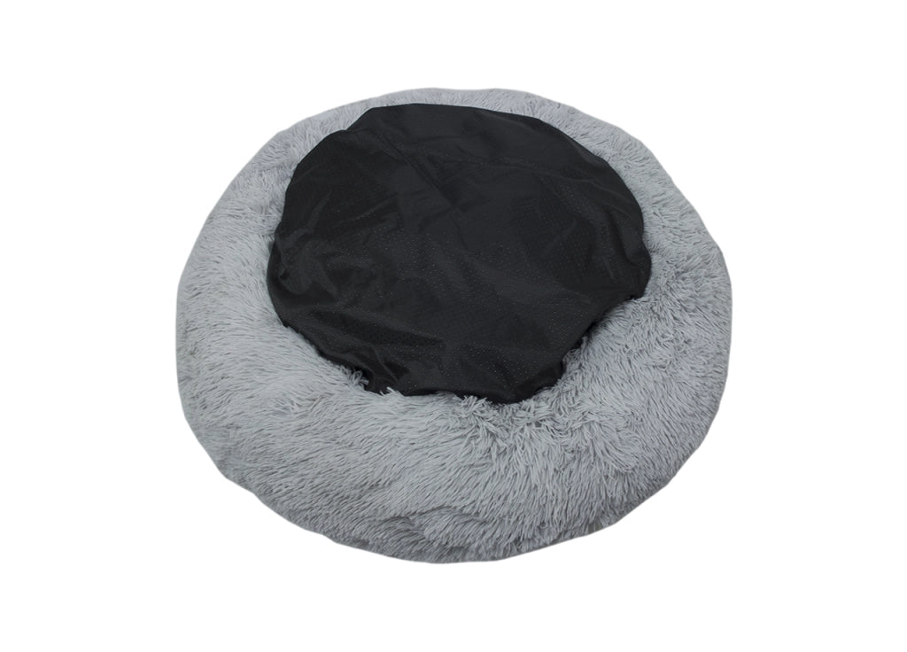 Cuccia Cane Gatto Cuscino Peloso Morbido Peluches Caldo Rotondo Ciambella Animali Fluffy - Grande - Grigio Chiaro