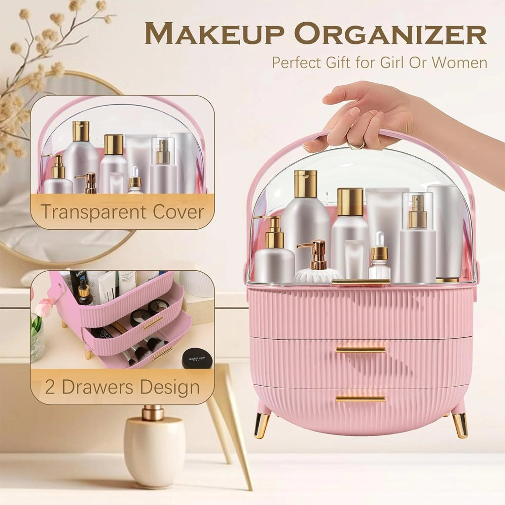 ZMH Porta trucchi da scrivania con più cassetti contenitore per cosmetici rosa 29 x 19 x 38 cm