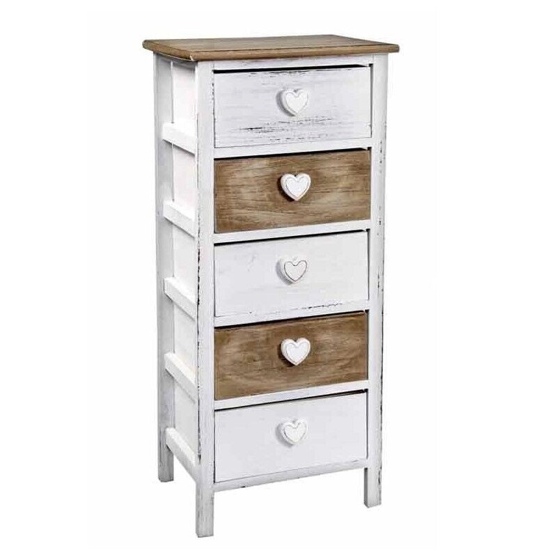 HEART CASSETTIERA SLIM CON 5 CASSETTI 37X 29 X 83 CM BICOLOR