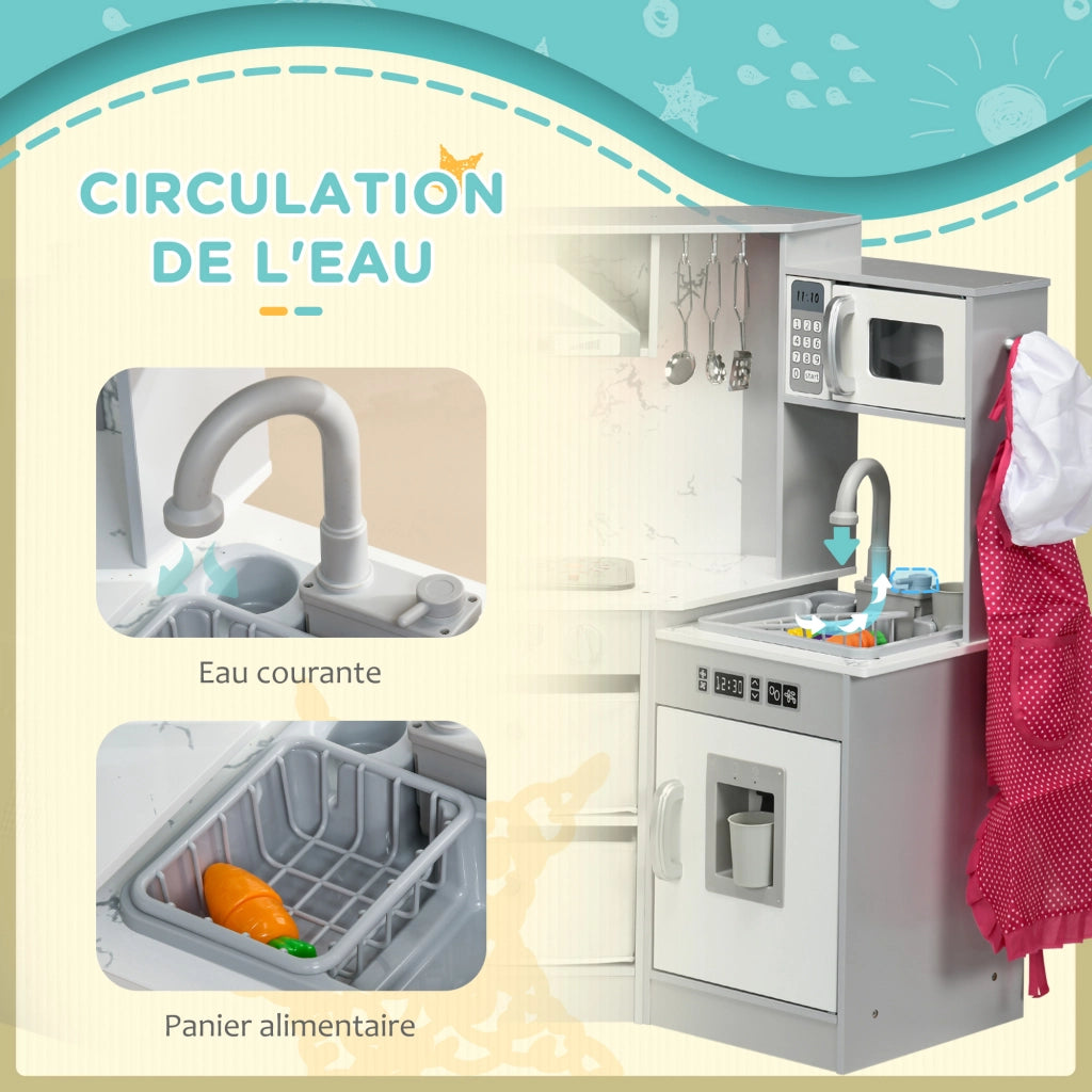 Casetta in Legno per Bambini con Cucina e Accessori ¨C zephmum ¨C Grigio Bianco