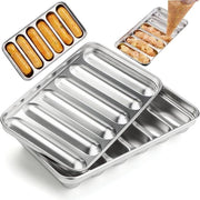Forma per Hot Dog in Acciaio Inossidabile - Vaschetta da Cucina - Resistente a Vaschetta da Lavastoviglie - Resistente al Forno - Dimensioni 19x11x3 cm