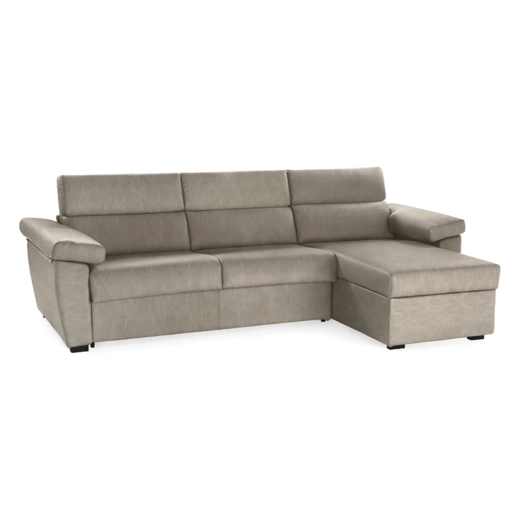 Ceto, Divano Fisso con Penisola Sfoderabile Made in Italy, 285x160 cm Grigio