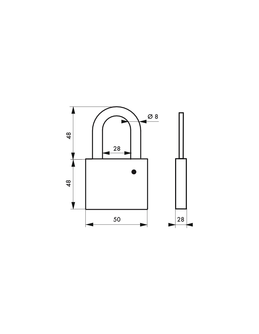 Lucchetto 407 CP arco acciaio 40mm per cilindro europeo non incluso, ottone, da esterno, waterproof - THIRARD
