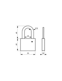 Lucchetto 407 CP arco acciaio 40mm per cilindro europeo non incluso, ottone, da esterno, waterproof - THIRARD