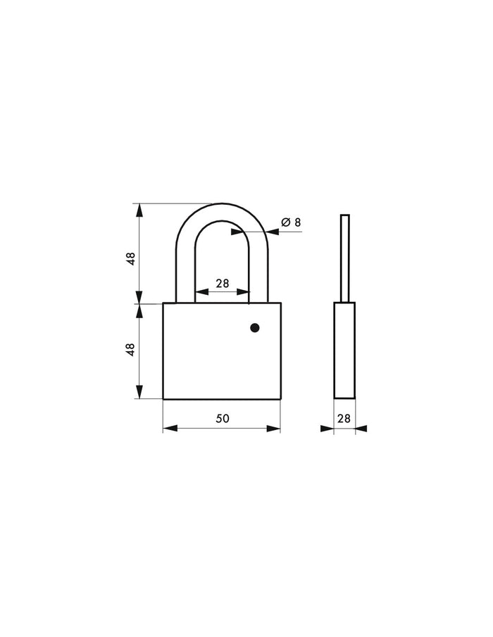 Lucchetto 407 CP arco acciaio 40mm per cilindro europeo non incluso, ottone, da esterno, waterproof - THIRARD