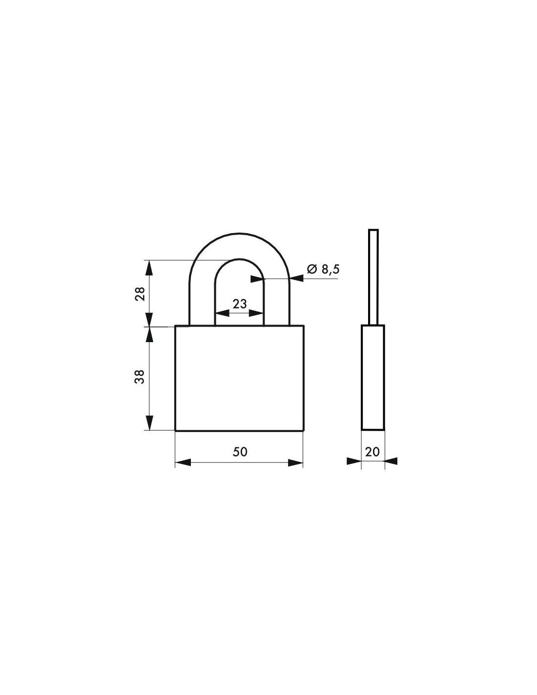 Lucchetto di sicurezza Disk, 4 chiavi reversibili, 50mm, arco in acciaio temprato nichelato, meccanismo a dischi - THIRARD