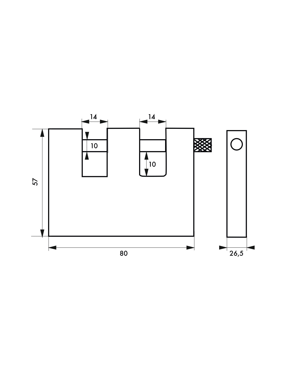 Lucchetto Land blindato, acciaio, da esterno, doppia staffa in acciaio, 90mm, 2 chiavi - THIRARD
