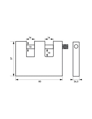 Lucchetto Land blindato, acciaio, da esterno, doppia staffa in acciaio, 90mm, 2 chiavi - THIRARD