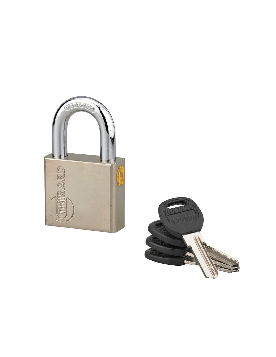 Lucchetto a chiave Quadra, in acciaio, 50mm, arco in acciaio temprato nichelato, 4 chiavi reversibili - Thirard