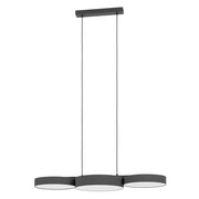 Lampadario A Sospensione Moderno Barbano-Z Acciaio Nero 3 Luci Led 7,5W 2550Lm