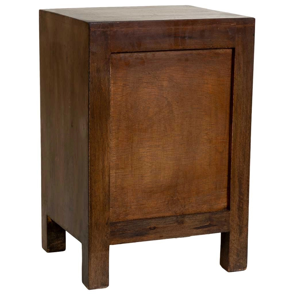 Comodino in legno marrone intagliato a mano 40x35x60h cm