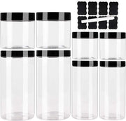 Set di 8 scatole di conservazione a chiusura ermetica - diverse dimensioni - trasparente - BPA-free - inclusi etichette e stecchi