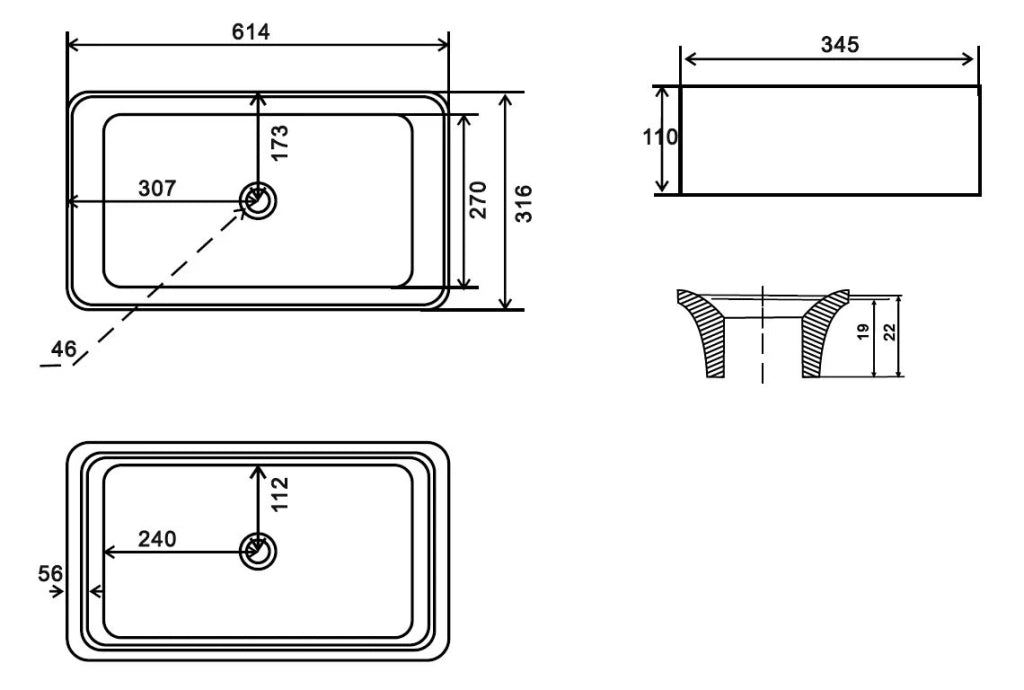 Lavabo da appoggio LINPH Mod. 06 Nero Opaco