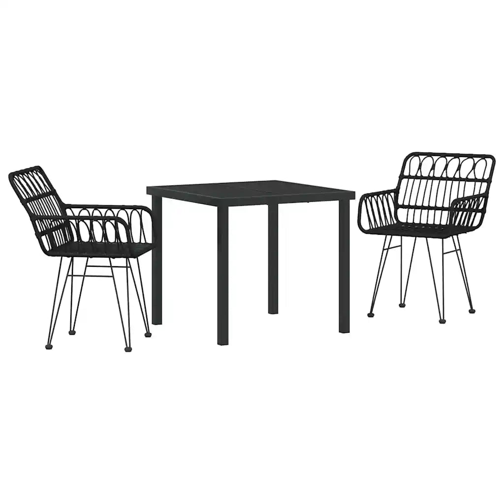 Set da Pranzo per Giardino 3 pcs Nero 3379184