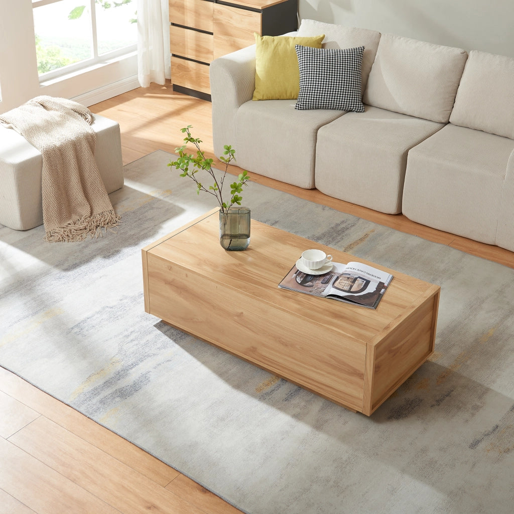 Tavolino Rettangolare Turur da Salotto con 2 Cassetti 104 x 50 x 40 cm - Effetto Rovere [en.casa]