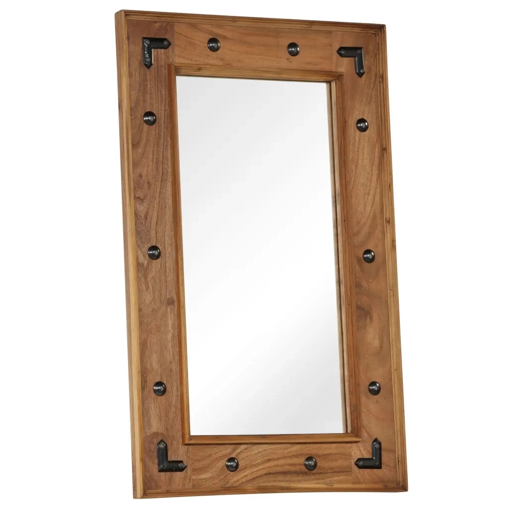 Specchio-Specchio Decorativo in Legno Massello di Acacia 50x80 cm