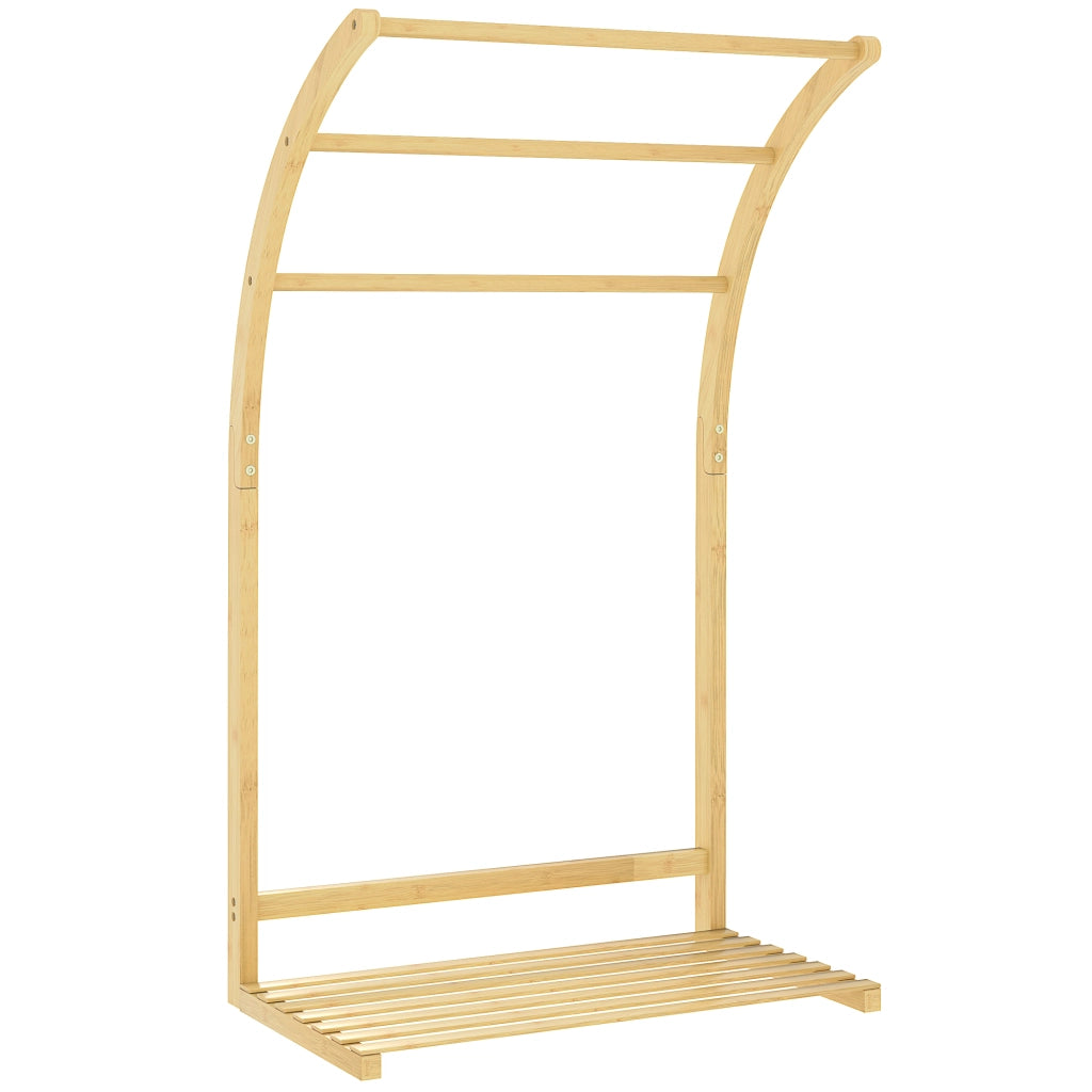 Portasciugamani in Bamb¨´ 3 Barre con Ripiano ¨C zephmum ¨C Naturale 60x30x