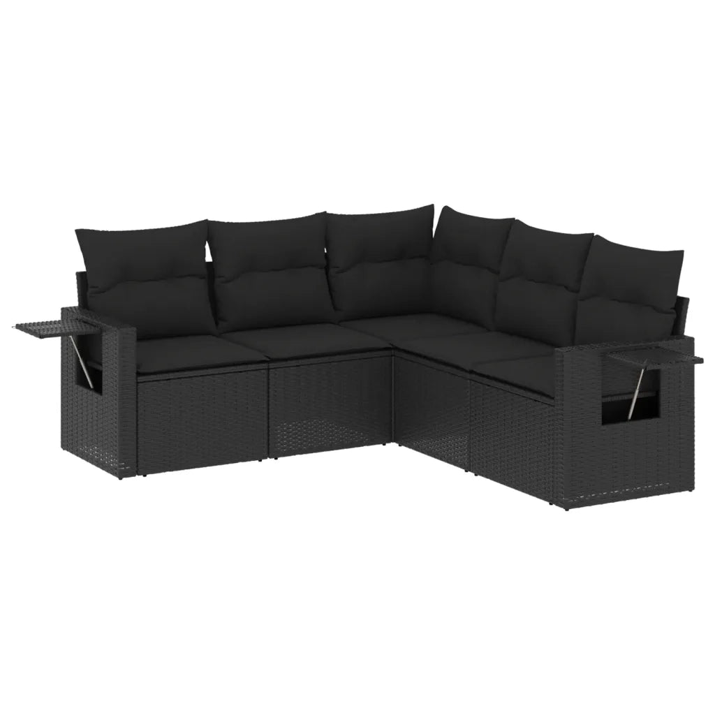 Set Divani da Giardino 5 pz con Cuscini in Polyrattan Nero 3220144