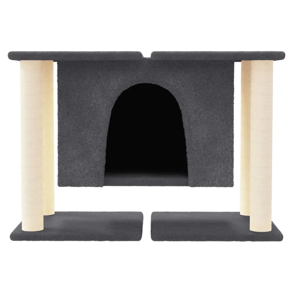 Tiragraffi per gatti Mobili per arrampicata su torre Tiragraffi piattaforma da arrampicata con tiragraffi in sisal scuro 50 cm grigio 02_0022697