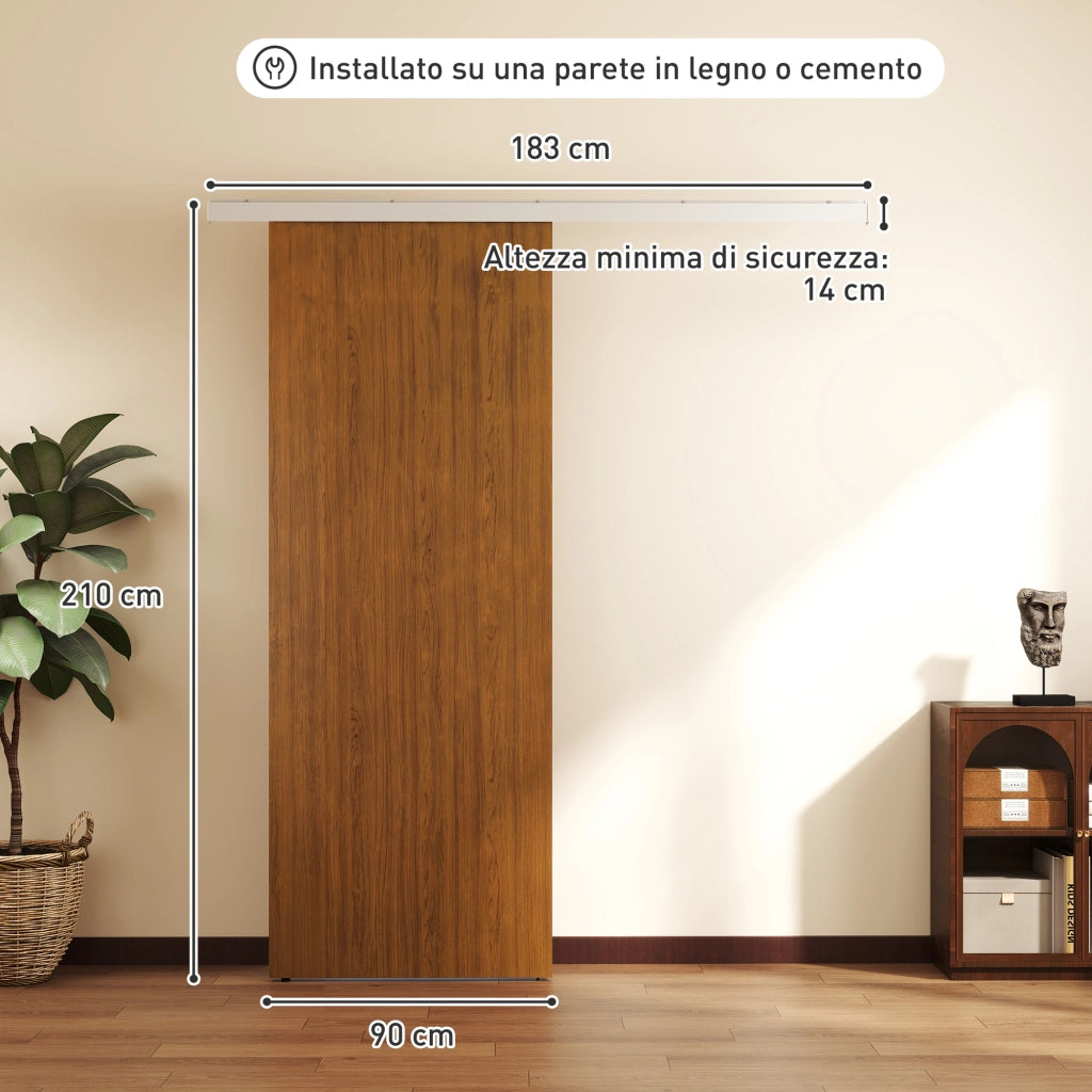 Porta Scorrevole per Armadio ¨C zephmum ¨C 90x210 cm, Effetto Legno Marrone