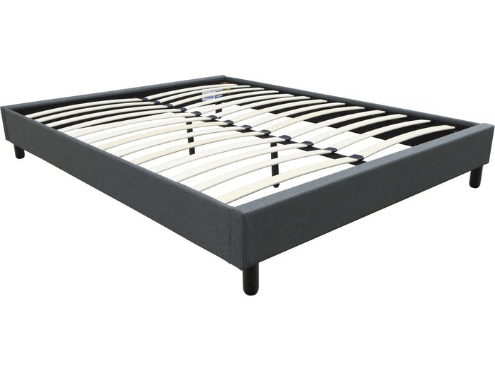 Base letto in tessuto "Andy" - 140 x 190 cm - Grigio antracite