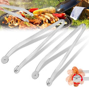 Due paia di pinze per girare salsicce per la griglia, pinze per la griglia con ruote, pinze per la griglia per salsicce girabili, pinze per la griglia in acciaio inossidabile, lunghe pinze da cucina per la griglia girabili per salsicce