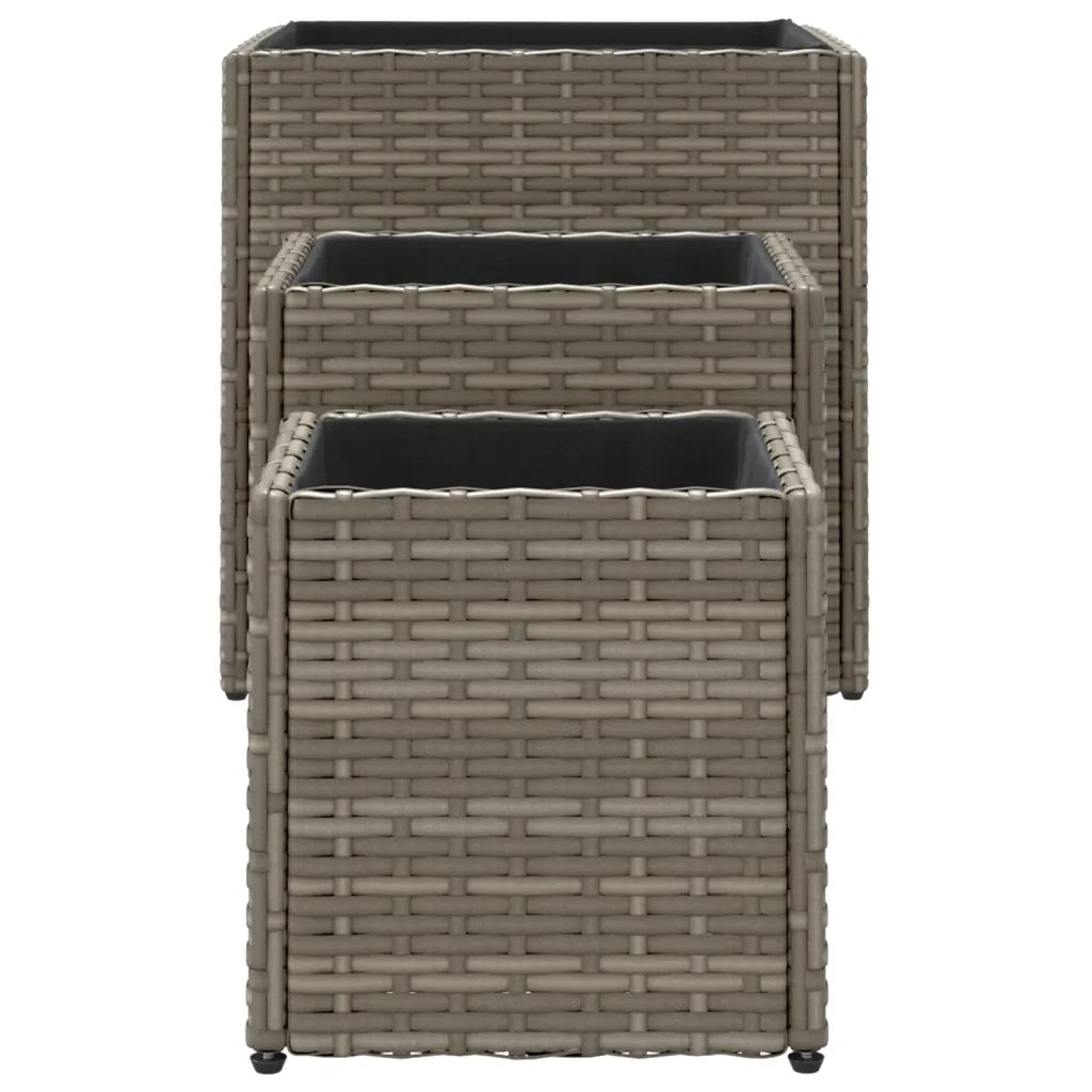 vidaXL Fioriere da Giardino 3 pz Grigie in Polyrattan