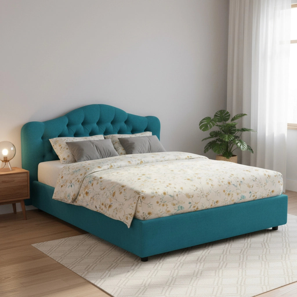 Letto Matrimoniale Arex, Letto Matrimoniale Sfoderabile Made in Italy, Azzurro