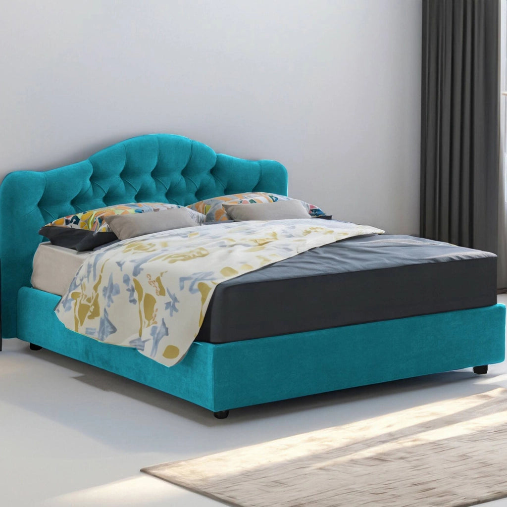 Letto Matrimoniale Arex, Letto Matrimoniale Sfoderabile Made in Italy, Azzurro