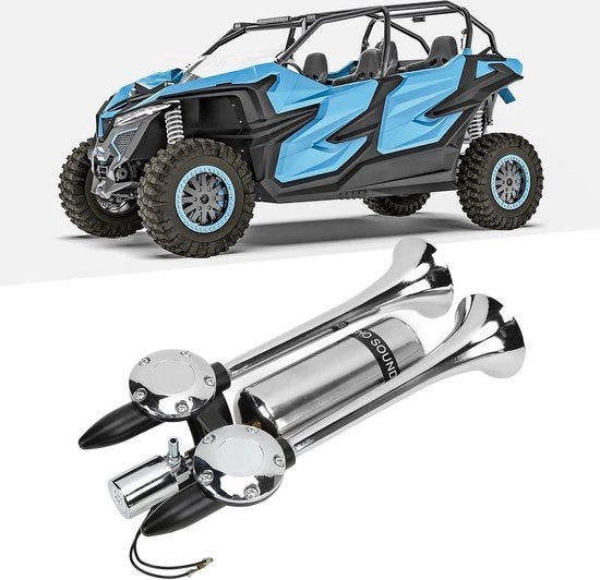 Kit di Fischio Acustico Estremamente Forte per Camion - 12V/24V Fischio Camion - 300dB Fischio a Doppia Tromba - Fischio in Cromo Zinc - Tutti i Veicoli 12V/24V Camion Auto Barche SUV Motocicli
