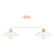 Lampada a sospensione KOBE in acciaio bianco e legno naturale