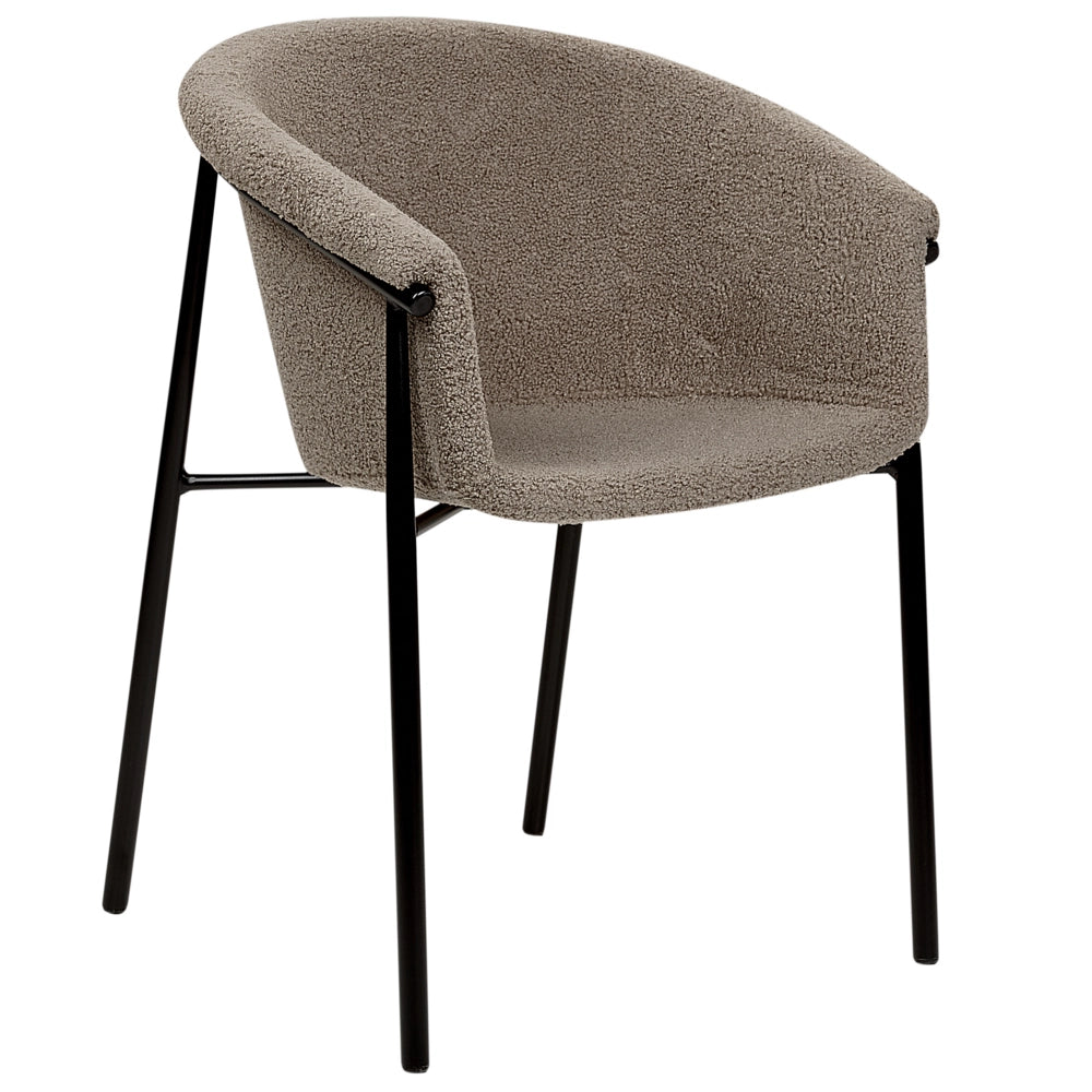 Set di 2 sedie da pranzo con imbottitura in tessuto tortora Seduta da pranzo dal design moderno e contemporaneo