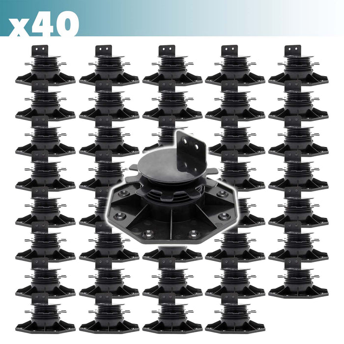 Set 40 supporti per pavimenti galleggianti, Altezza regolabile 33-64mm Max 2700 kg, Piedini Decking