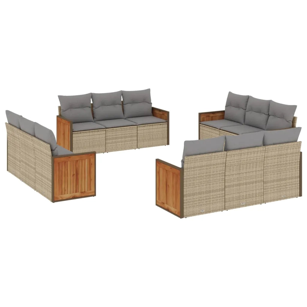 Set Divani da Giardino 12 pz con Cuscini Beige in Polyrattancod mxl 90402