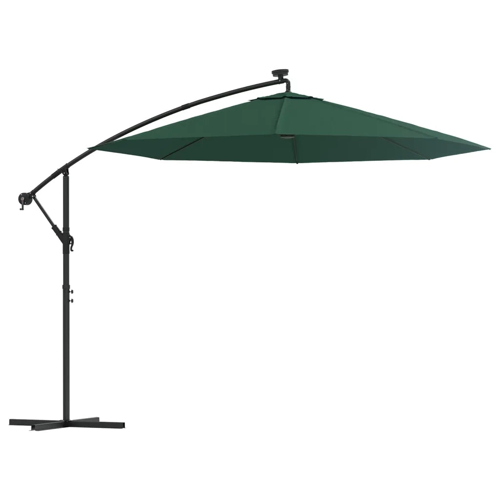 Ombrellone Pensile con Luci LED 300 cm Verde Palo in Metallo 42969