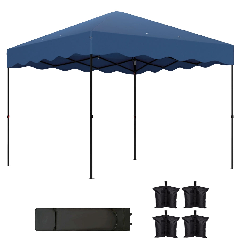 Tenda da Giardino Pieghevole 3x3m ¨C zephmum ¨C Blu Scuro con Protezione UV e Ruote