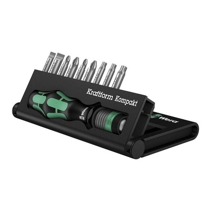 Wera 05056653001 Kraftform Kompakt 10 Set di Cacciaviti e Inserti 10 Pezzi con Manico Rapidaptor e Custodia Robusta colore Nero