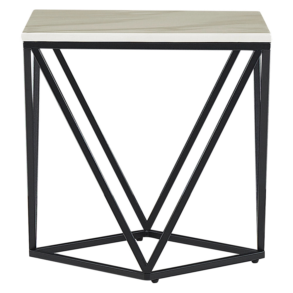 Tavolino da caffè colore beige nero 50 x 50 cm MDF effetto marmo soggiorno