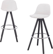 Barstoli con schienale - Altezza seduta 75cm - Bianco - Set da 1 - Cucina - Sedili bar - Con schienale - Pelle in materiali sintetici - Struttura in legno marrone