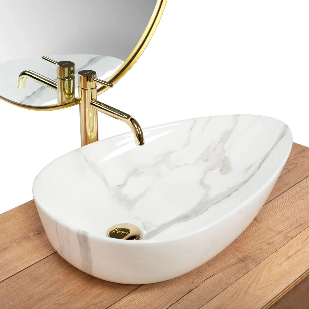 Lavabo Da Appoggio Rea Greta 65 Bianco Shiny