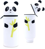 Etui in silicone con tema animale - carino 2-in-1 portacarte in silicone morbido | Etui e penne in posizione fissa | Etui per scuola e ufficio (panda con bambù)