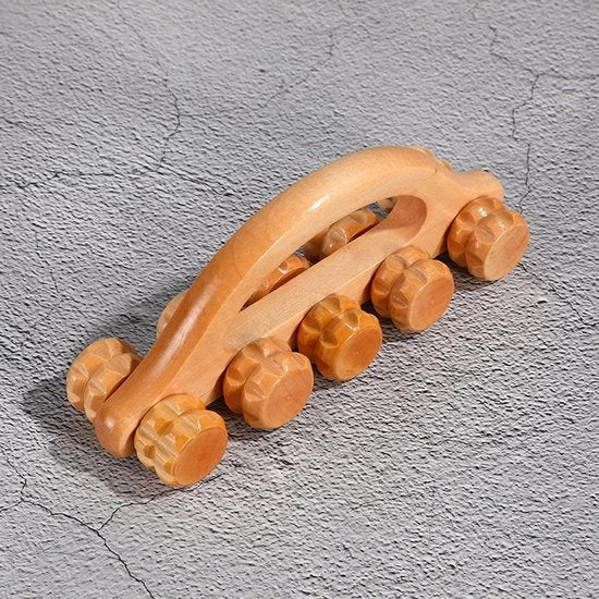 Set di 2 massaggiatori in legno per collo, schiena, piedi e braccia – un dispositivo di massaggio portatile.
